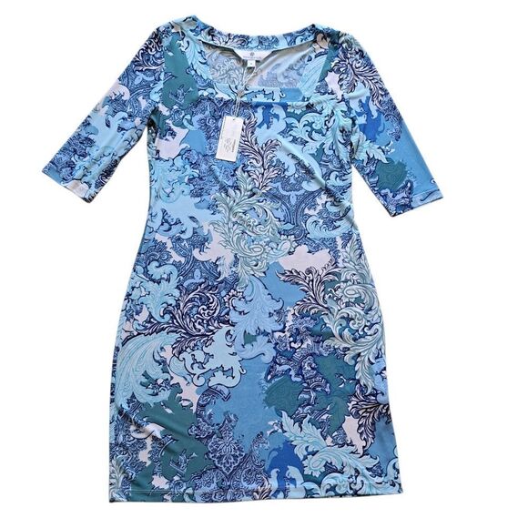 Jean-Pierre Klifa Paisley Fairy Square Neck Denim Multi- Color NWT - Picture 1 of 13